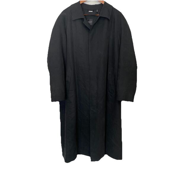 SANYO Mens Black Hidden Button Down Long Trench Coat Size 40R Old Money Preppy - Picture 1 of 8